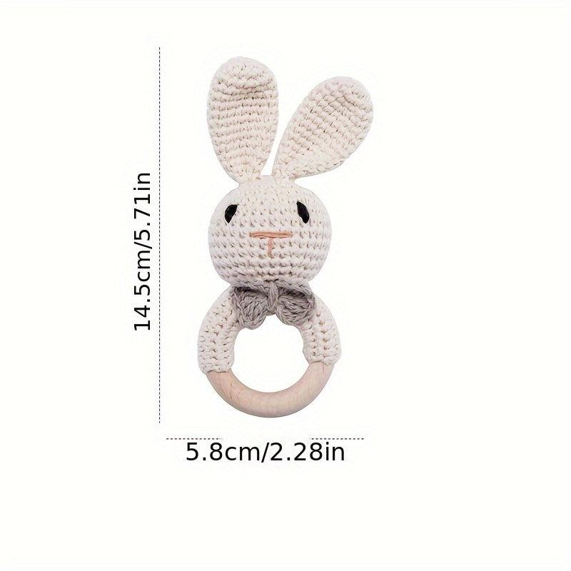 Rabbit Knitted Rattle Crochet Grab Toy Christmas Gift
