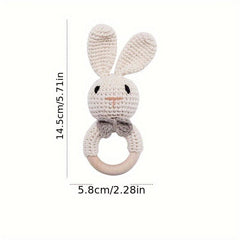 Rabbit Knitted Rattle Crochet Grab Toy Christmas Gift