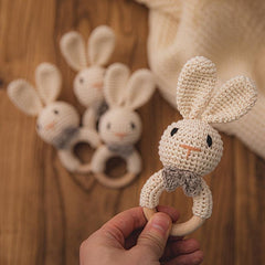 Rabbit Knitted Rattle Crochet Grab Toy Christmas Gift