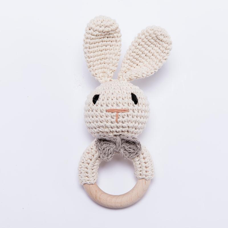 Rabbit Knitted Rattle Crochet Grab Toy Christmas Gift