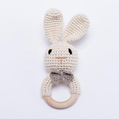 Rabbit Knitted Rattle Crochet Grab Toy Christmas Gift