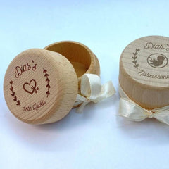 Personalized Engraved Wooden Box for Baby's First Hair and Umbilical Cord