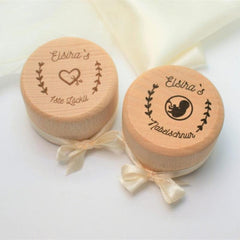 Personalized Engraved Wooden Box for Baby's First Hair and Umbilical Cord