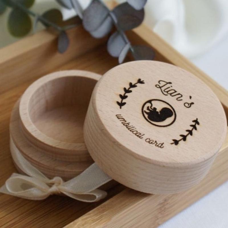 Personalized Engraved Wooden Box for Baby's First Hair and Umbilical Cord