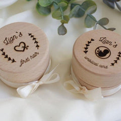 Personalized Engraved Wooden Box for Baby's First Hair and Umbilical Cord