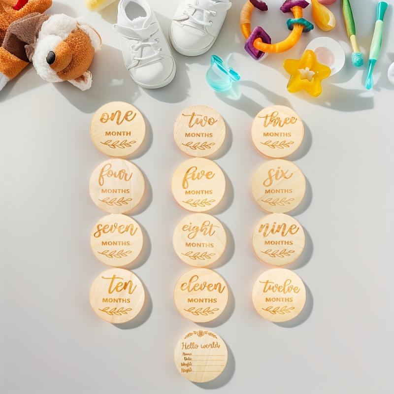 12pcs Wooden Youngsters Monthly Milestone Photo Announcement Cards