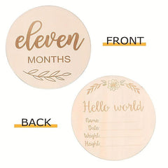 12pcs Wooden Youngsters Monthly Milestone Photo Announcement Cards