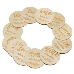 12pcs Wooden Youngsters Monthly Milestone Photo Announcement Cards