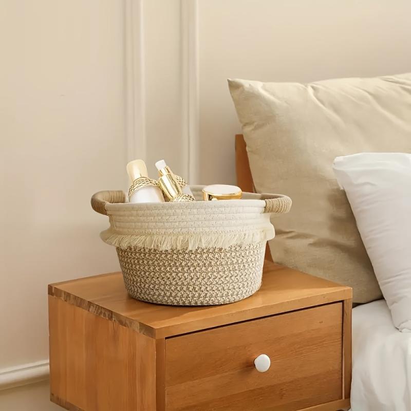 Bohemian Tassel Woven Storage Baskets - Round Jute Organizer