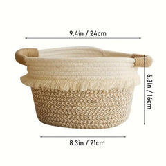 Bohemian Tassel Woven Storage Baskets - Round Jute Organizer