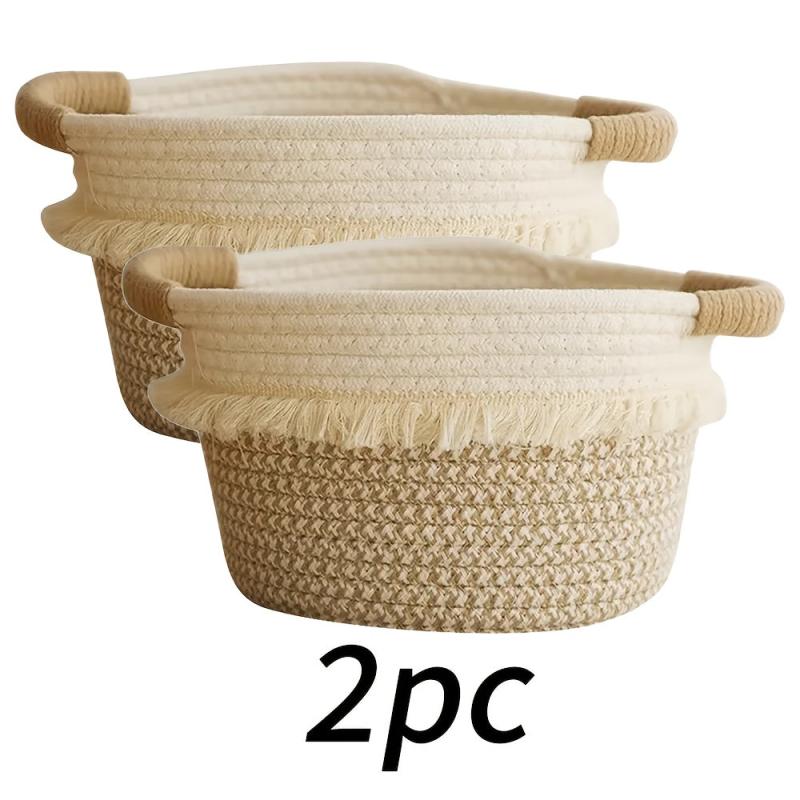 Bohemian Tassel Woven Storage Baskets - Round Jute Organizer