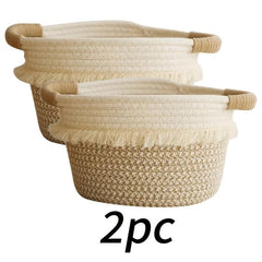 Bohemian Tassel Woven Storage Baskets - Round Jute Organizer