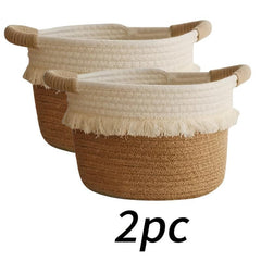 Bohemian Tassel Woven Storage Baskets - Round Jute Organizer