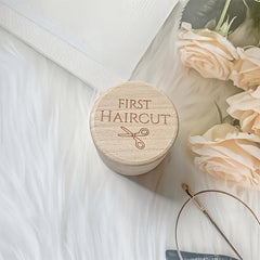 First Haircut Wooden Keepsake Box Natural Solid Wood Engraved