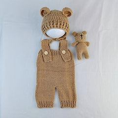 3pcs Hand Woven Bear & Bunny Newborn Photography Outfit Set