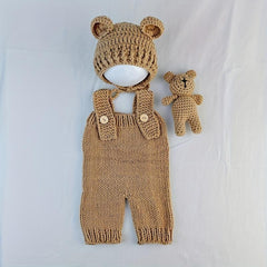 3pcs Hand Woven Bear & Bunny Newborn Photography Outfit Set