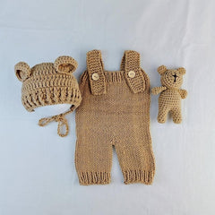 3pcs Hand Woven Bear & Bunny Newborn Photography Outfit Set