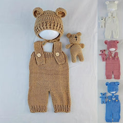 3pcs Hand Woven Bear & Bunny Newborn Photography Outfit Set