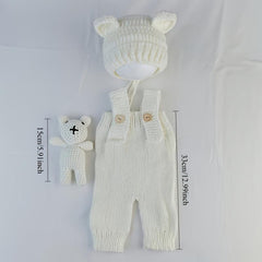 3pcs Hand Woven Bear & Bunny Newborn Photography Outfit Set