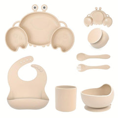 6pcs Baby Silicone Feeding Set Non-Slip Suction Cups Spoons Forks