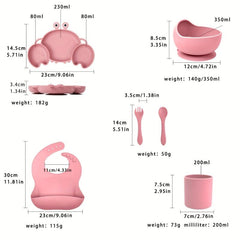 6pcs Baby Silicone Feeding Set Non-Slip Suction Cups Spoons Forks