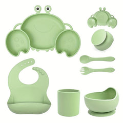 6pcs Baby Silicone Feeding Set Non-Slip Suction Cups Spoons Forks
