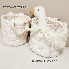 Quilted Bear Diaper Storage Basket Foldable with Handles Large and Small Sizes