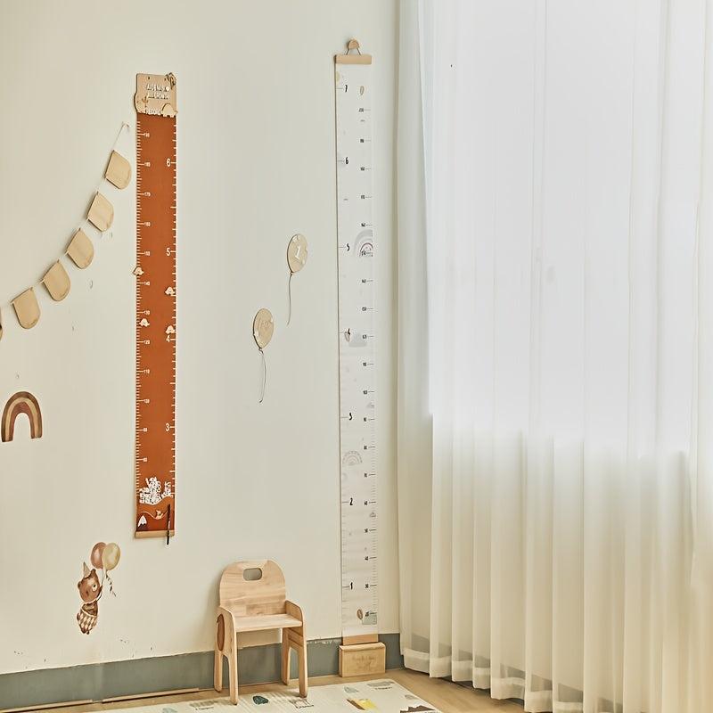 Wooden Growth Chart Ruler with Bird Clips for Youngsters' Room Wall Decor