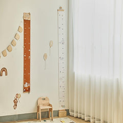 Wooden Growth Chart Ruler with Bird Clips for Youngsters' Room Wall Decor