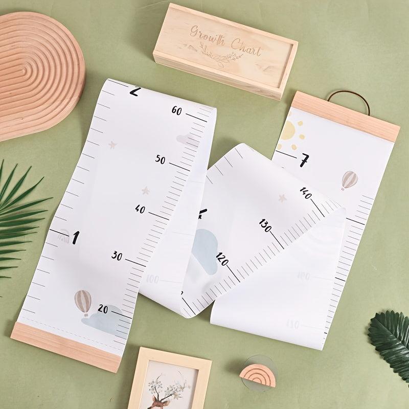 Wooden Growth Chart Ruler with Bird Clips for Youngsters' Room Wall Decor