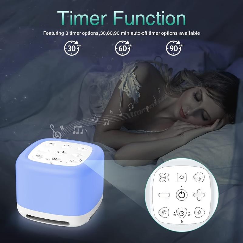 Portable Noise Sleep Machine & Speaker 40 Sounds RGB Night Light