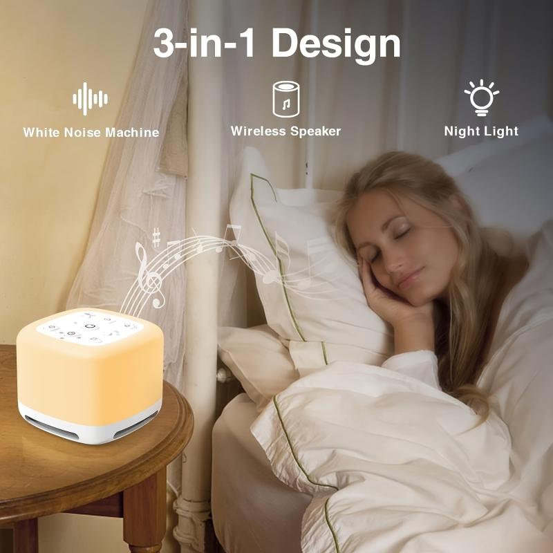 Portable Noise Sleep Machine & Speaker 40 Sounds RGB Night Light