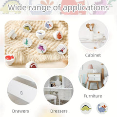 Wooden Dinosaur Motifs Drawer Knobs Easy Install