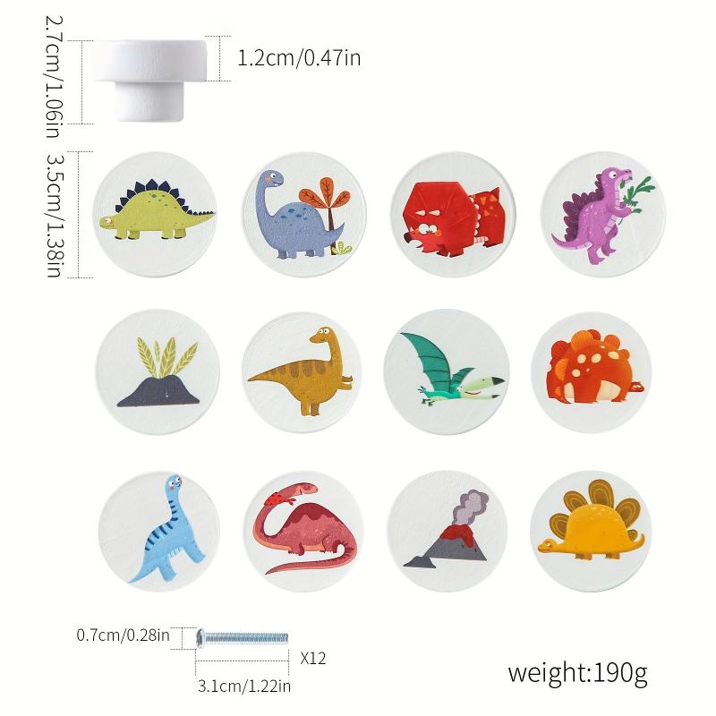 Wooden Dinosaur Motifs Drawer Knobs Easy Install