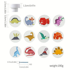 Wooden Dinosaur Motifs Drawer Knobs Easy Install
