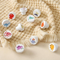 Wooden Dinosaur Motifs Drawer Knobs Easy Install