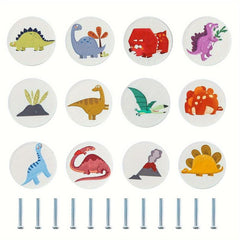 Wooden Dinosaur Motifs Drawer Knobs Easy Install