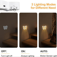 Butterfly Motion Sensor Night Light USB Rechargeable Indoor