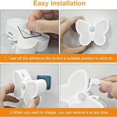 Butterfly Motion Sensor Night Light USB Rechargeable Indoor