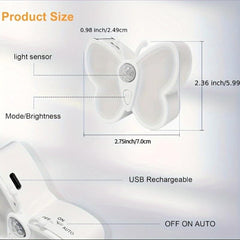 Butterfly Motion Sensor Night Light USB Rechargeable Indoor