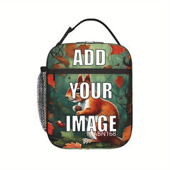 Personalized Insulated Lunch Tote Bag Rustic Squirrel & Pinecones Custom Meal
