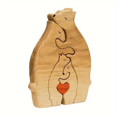 Qicai Xiaolu DIY Family Wooden Puzzle Heartwarming Solid Wood Decor Yellow