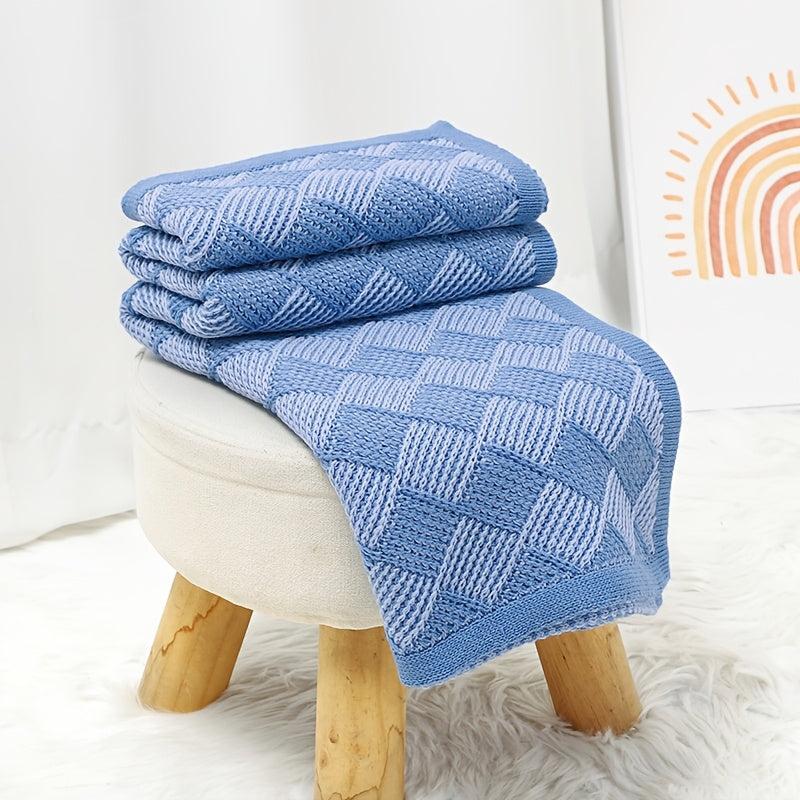 Soft Geometric Jacquard Knit Baby Blanket for 0-3 Years