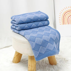 Soft Geometric Jacquard Knit Baby Blanket for 0-3 Years