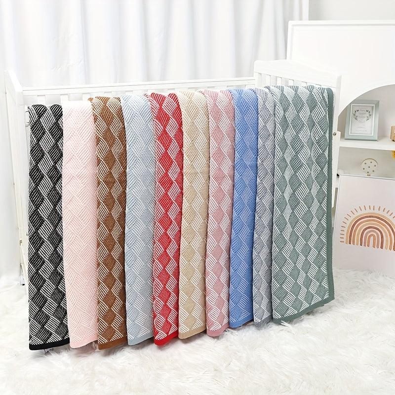 Soft Geometric Jacquard Knit Baby Blanket for 0-3 Years
