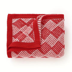 Soft Geometric Jacquard Knit Baby Blanket for 0-3 Years