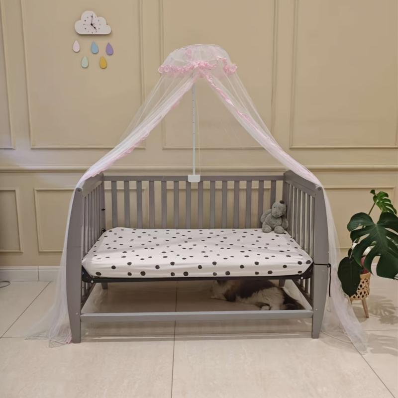 Pink Ruffled Baby Mosquito Net Canopy for Crib or Playpen