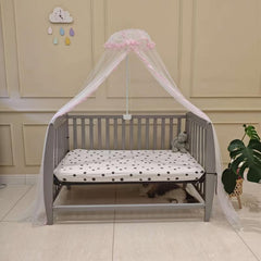 Pink Ruffled Baby Mosquito Net Canopy for Crib or Playpen