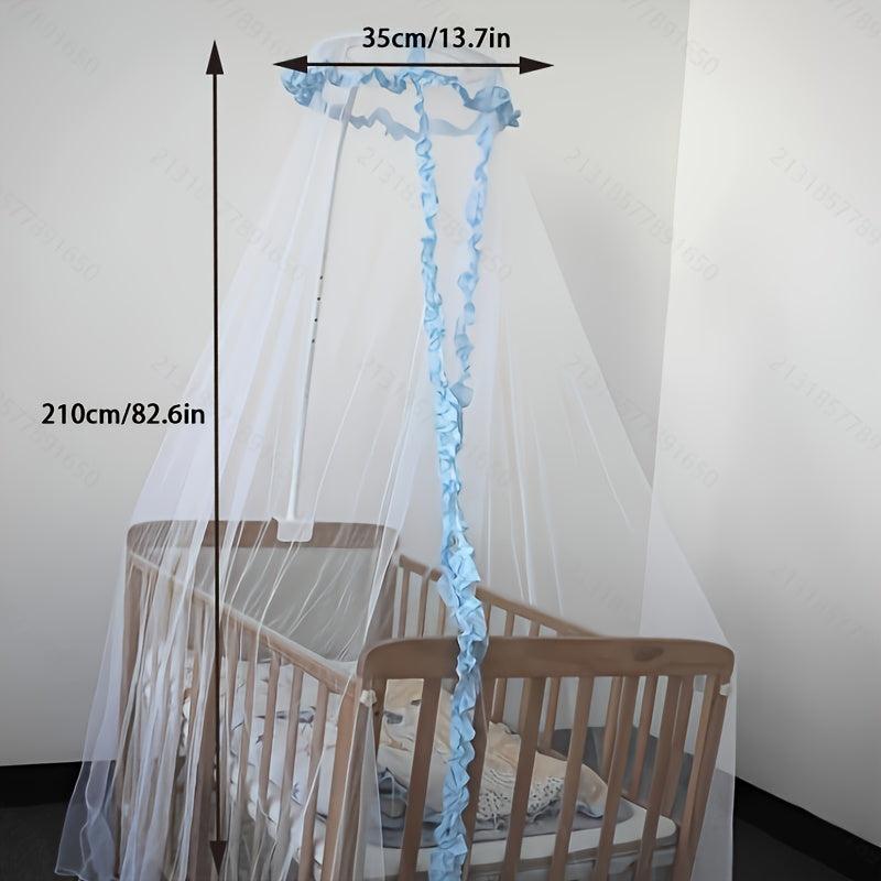 Pink Ruffled Baby Mosquito Net Canopy for Crib or Playpen
