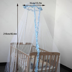 Pink Ruffled Baby Mosquito Net Canopy for Crib or Playpen
